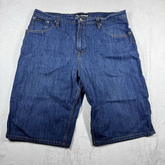 Y2K Rocawear Size 42Tab‎ Jean Carpenter Baggy Jorts Skate Grunge Hip Hop Rave - Picture 1 of 11